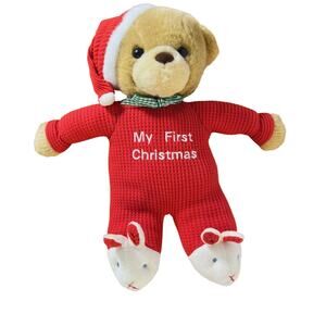 Soft Dreams Baby's First Christmas Teddy Bear Plush 9" Stuffed Animal Rattle To